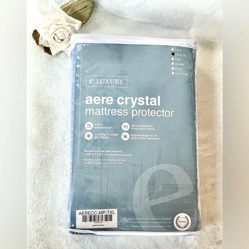 🆕NWT AERE CRYSTAL MATTRESS PROTECTOR 100% WATERPROOF•COOLING SYSTEM GEL FIBERS•